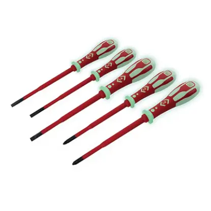tools VDE Slim Glo Screwdriver Set of 5 Slotted/PZ - Tools tools VDE Slim Glo Screwdriver Set of 5 Slotted/PZ Tools