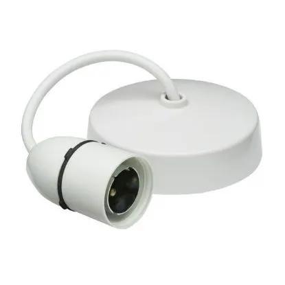 White ceiling pendant light fitting with BC-type lamp holder, ideal for LED lighting installation.