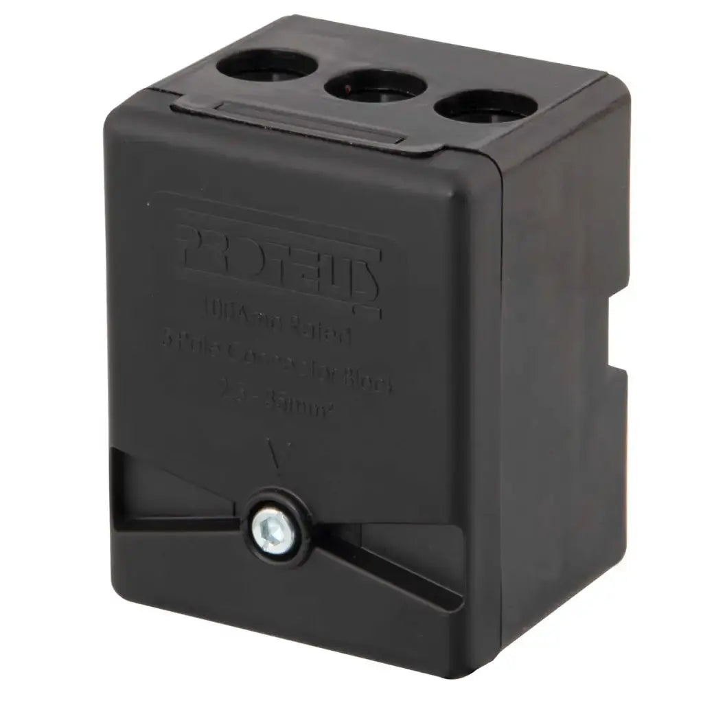 Black 3-pole electrical connector block for wiring and lighting installations