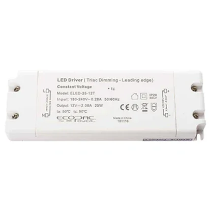 25W 24V triac dimmable LED driver with white casing for LED lighting systems