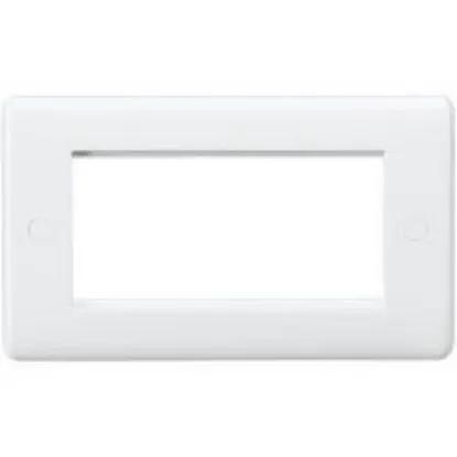 White 4-gang curved edge modular faceplate for switches or sockets, wiring accessory