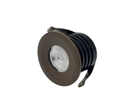 Round bronze recessed LED downlight with metal fins, electrical lighting accessory