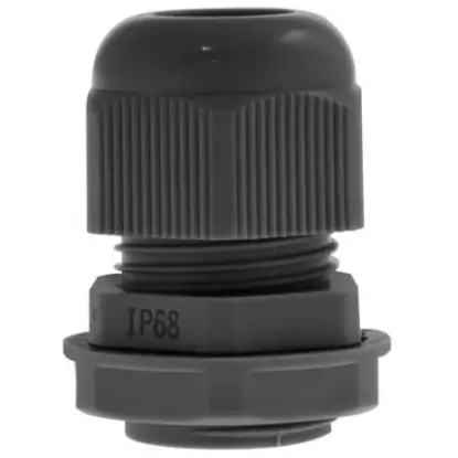 Black nylon 25mm cable gland IP68 for electrical wiring and lighting installations