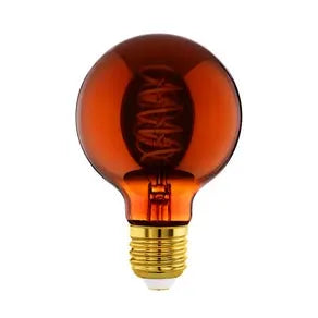 Globe LED bulb E27 G80 4 W filament 2,000 K copper