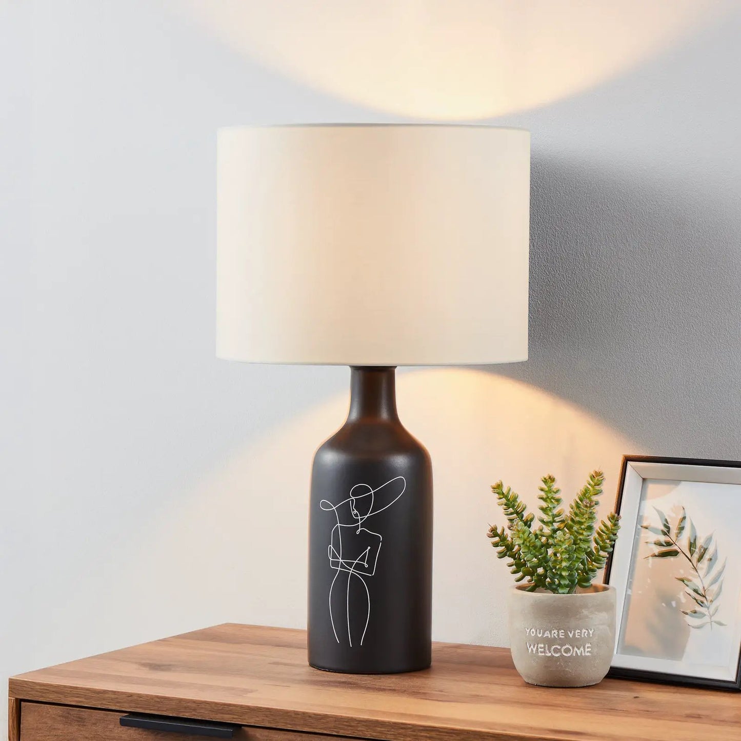 EGLO Vinoza table lamp, black base white lampshade
