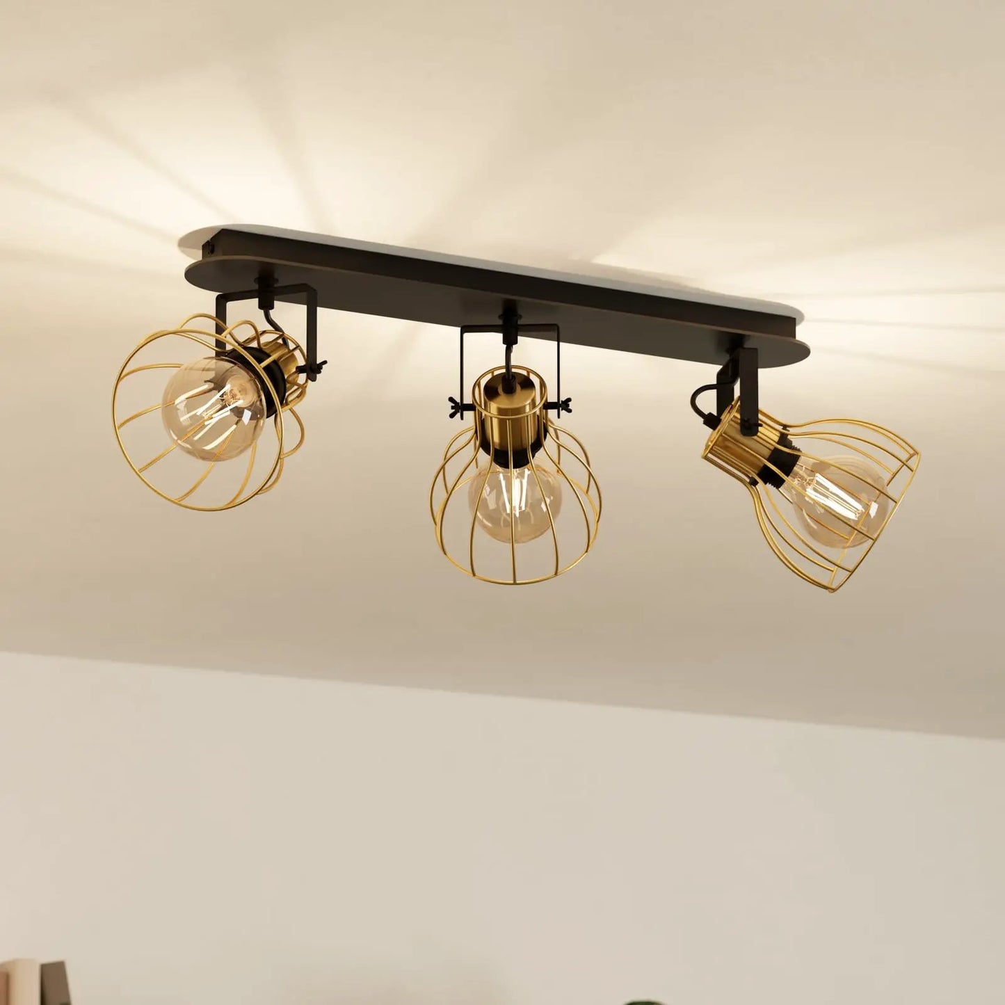 EGLO Sambatello ceiling lamp 3-bulb black/gold