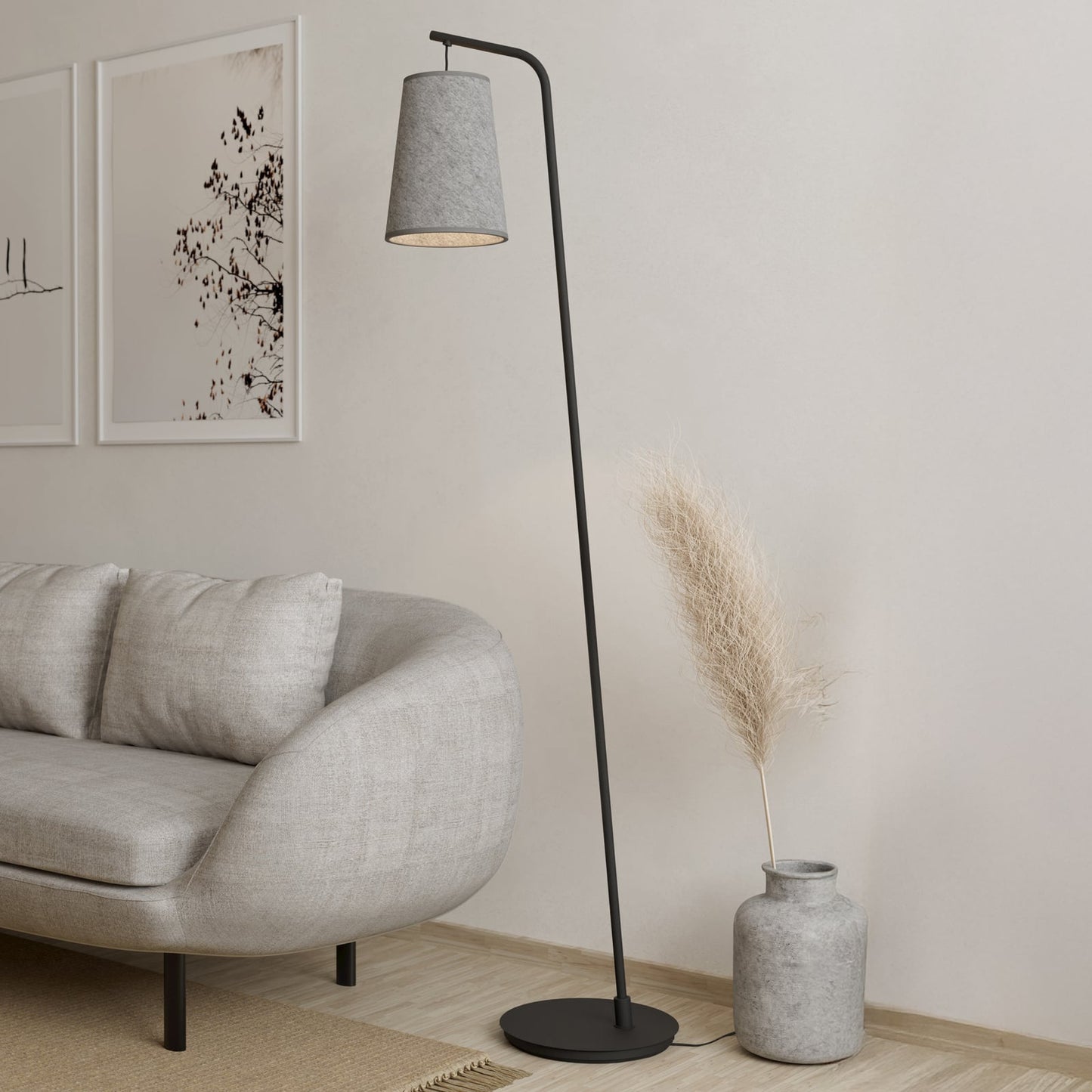 Alsager floor lamp with a felt lampshade