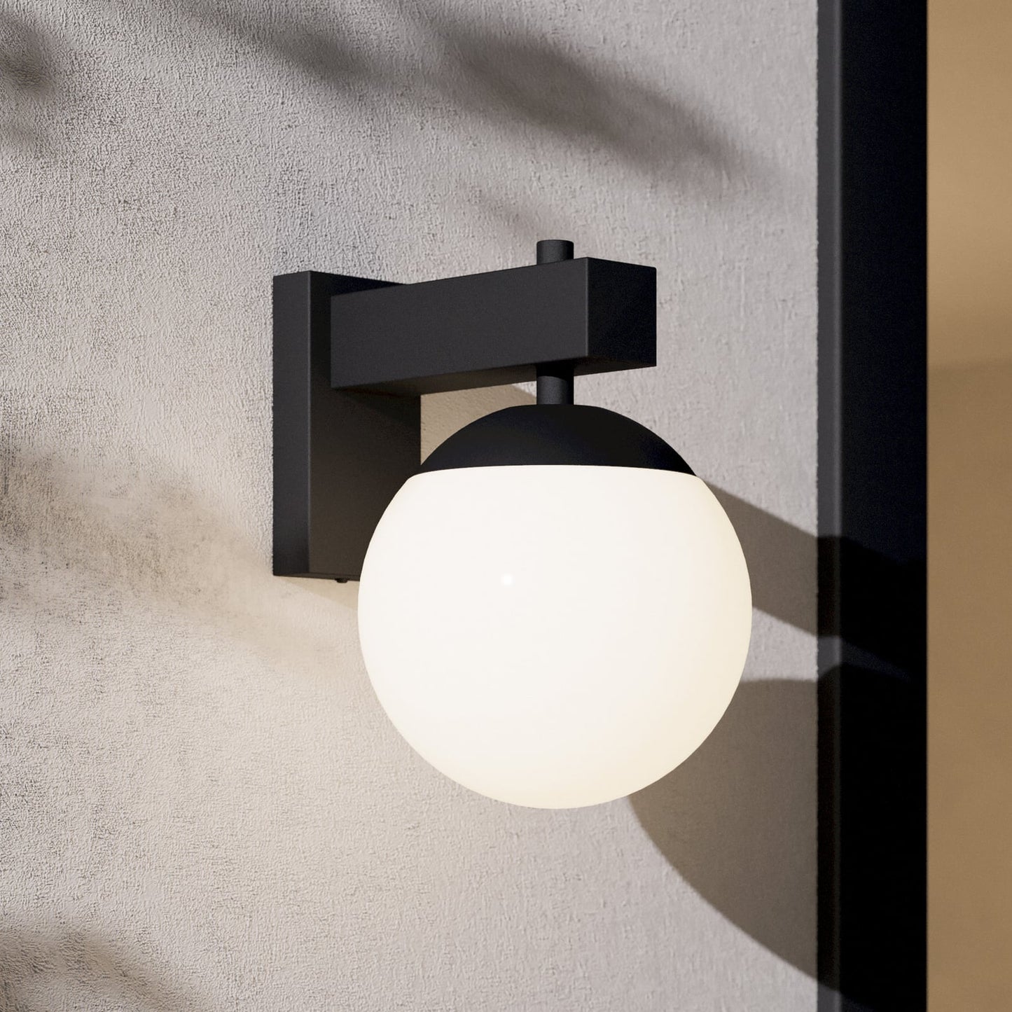 Bufalata outdoor wall light, black/opal white