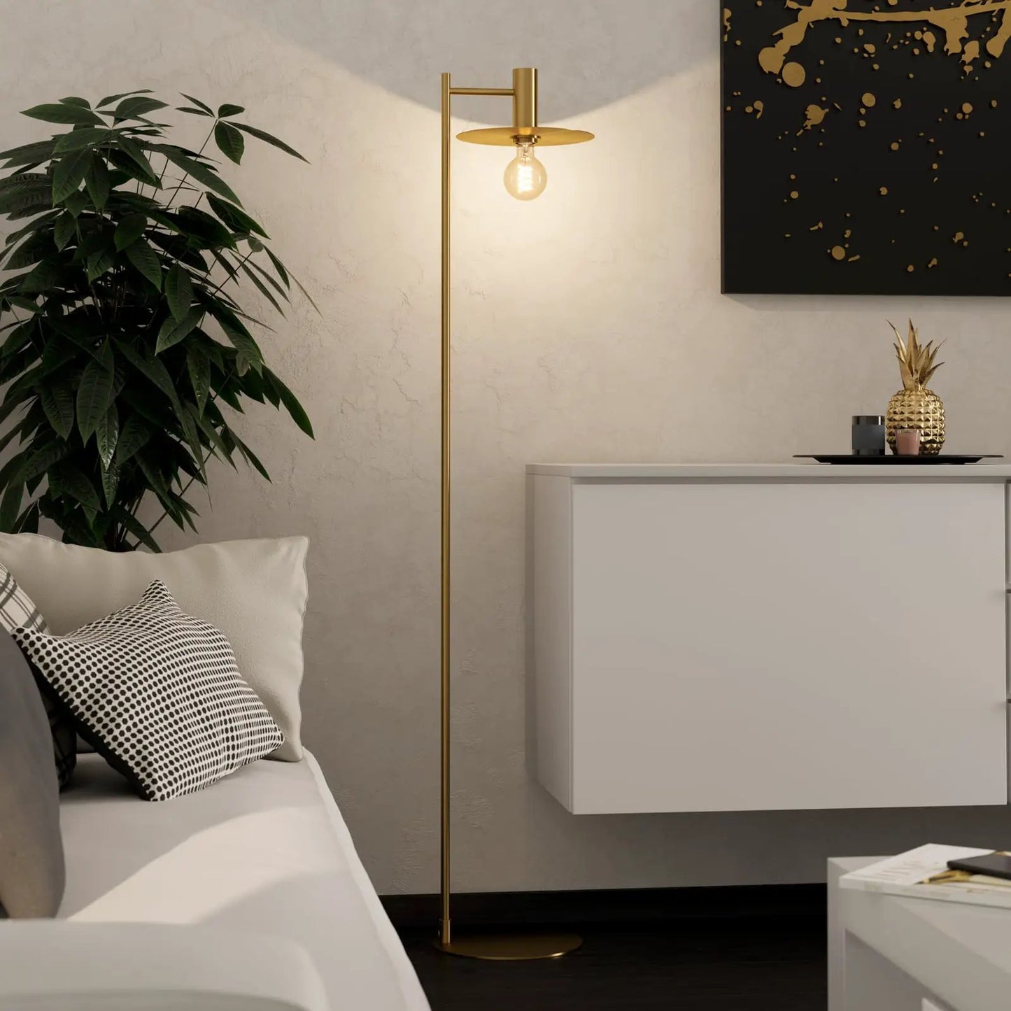 Escandell floor lamp in brushed brass