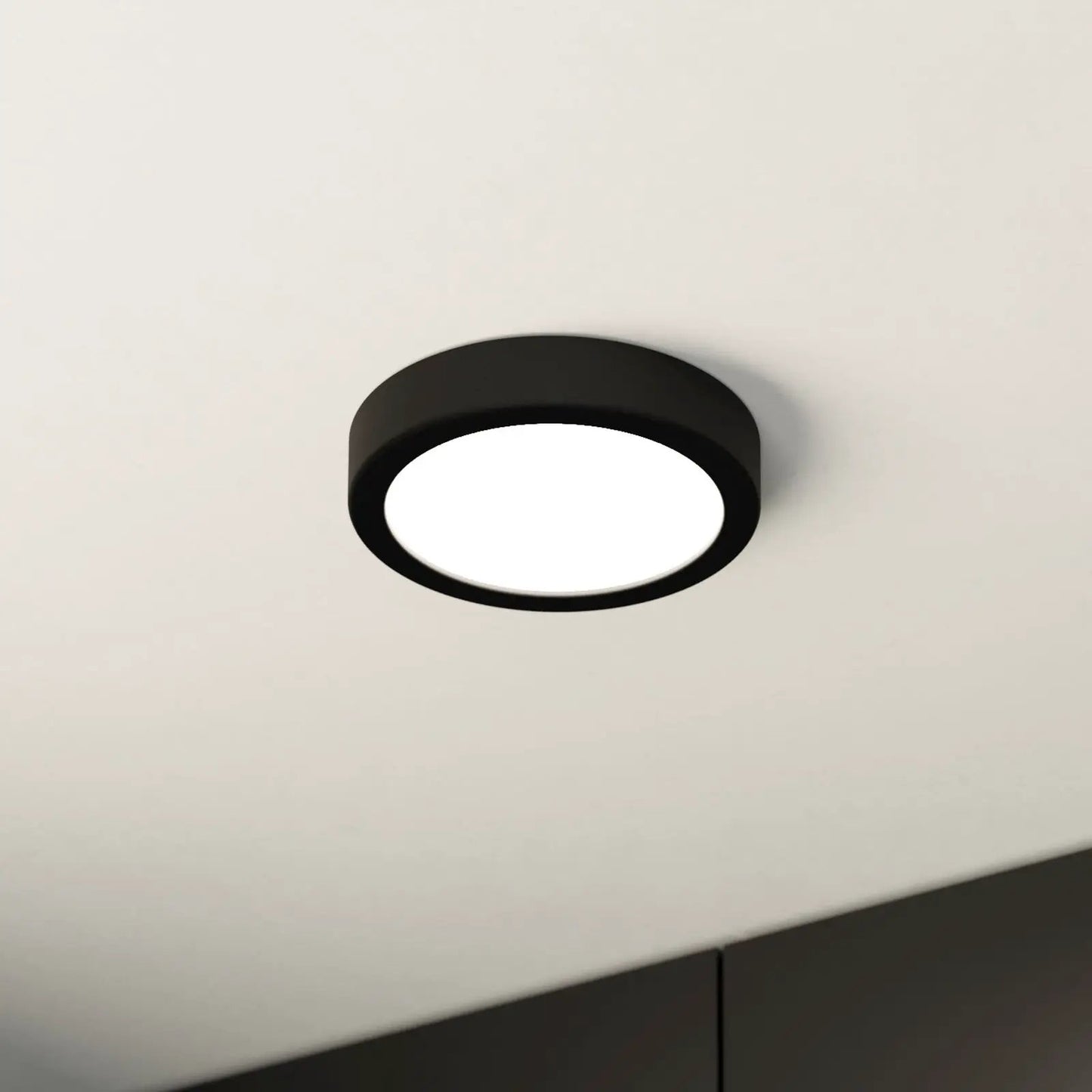 LED surface-mounted panel Fueva 5 IP20 830 black Ø16cm