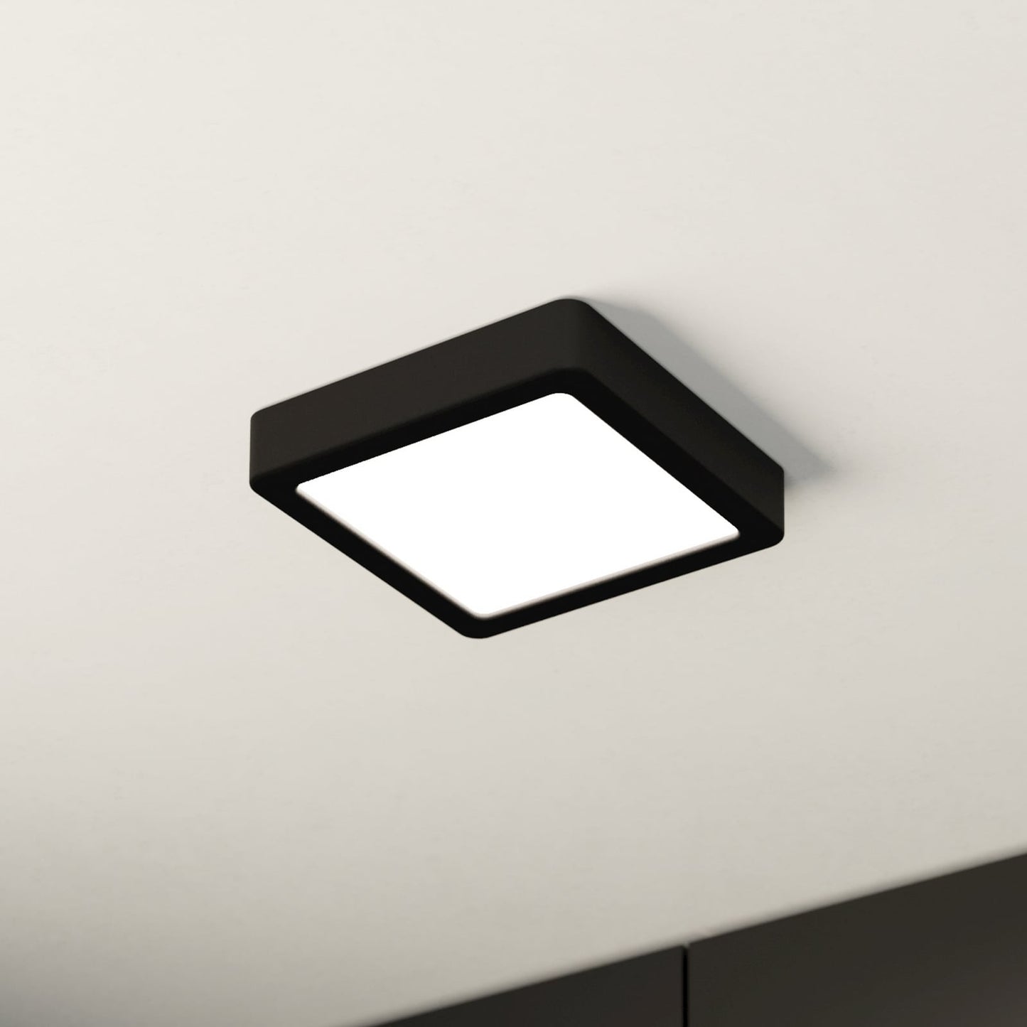LED surface-mounted panel Fueva 5 IP20 830 black 16x16cm
