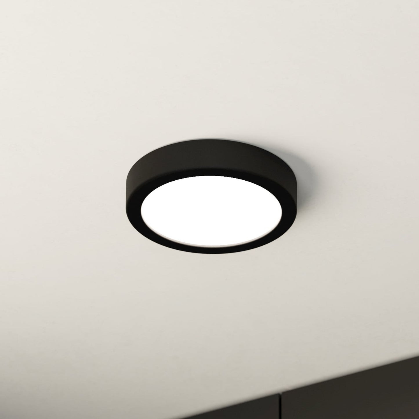 LED ceiling lamp Fueva 5 IP44 3000K black Ø16cm