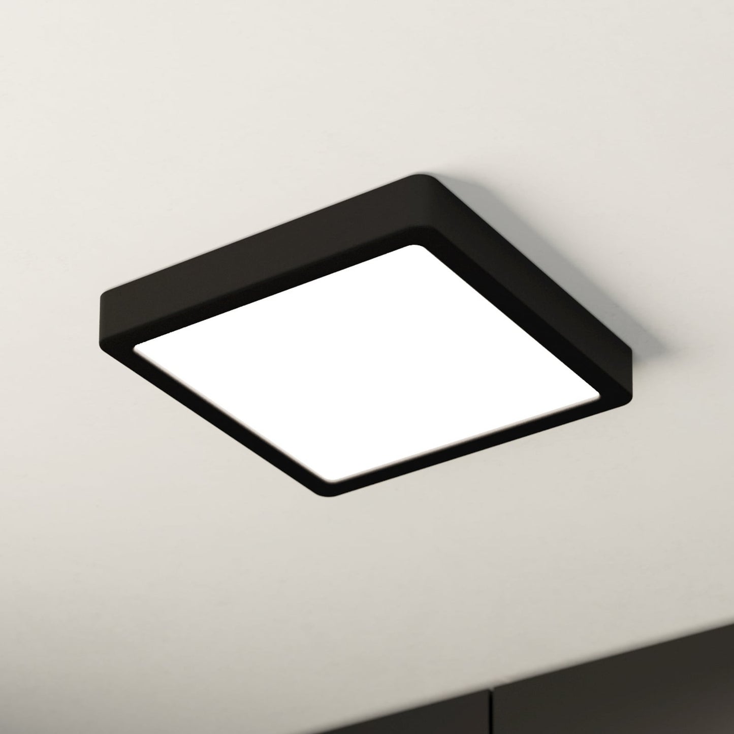LED ceiling lamp Fueva 5 IP44 3000K black 21x21cm