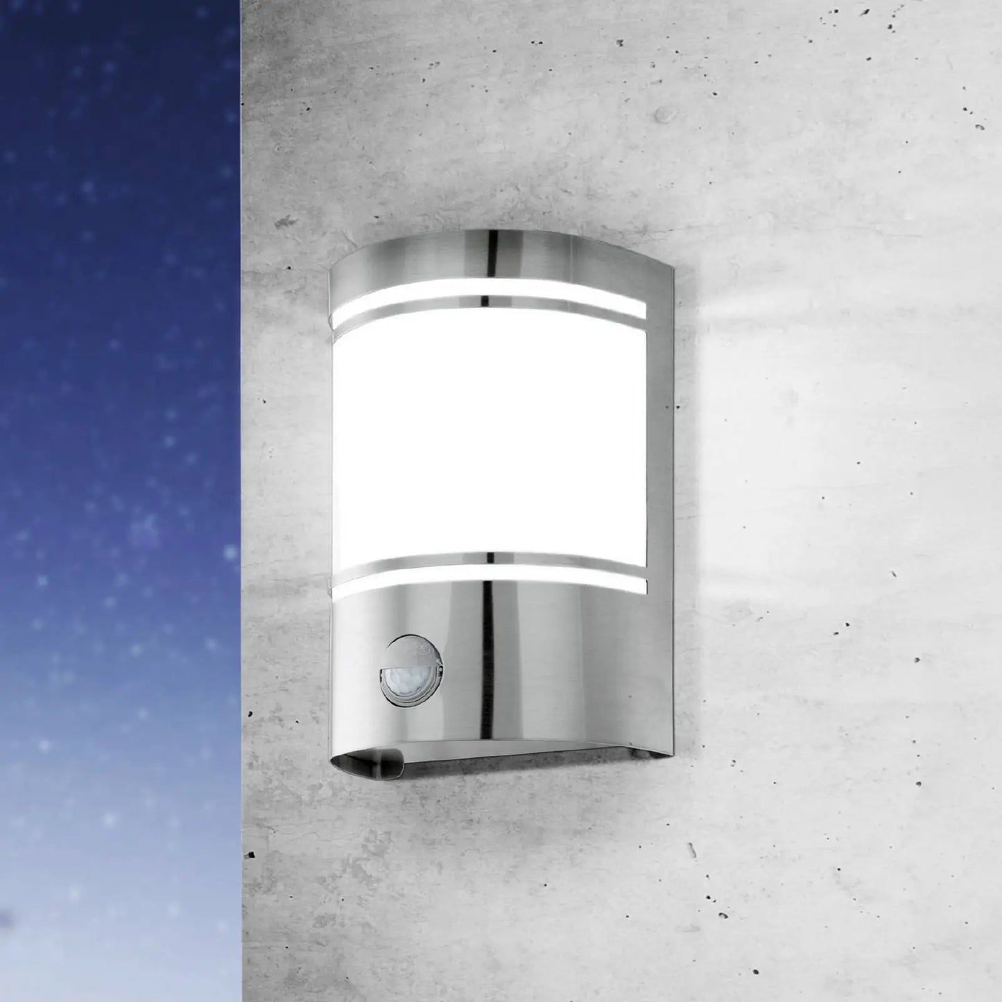 Cerno outdoor wall lamp, motion detector, stainless steel