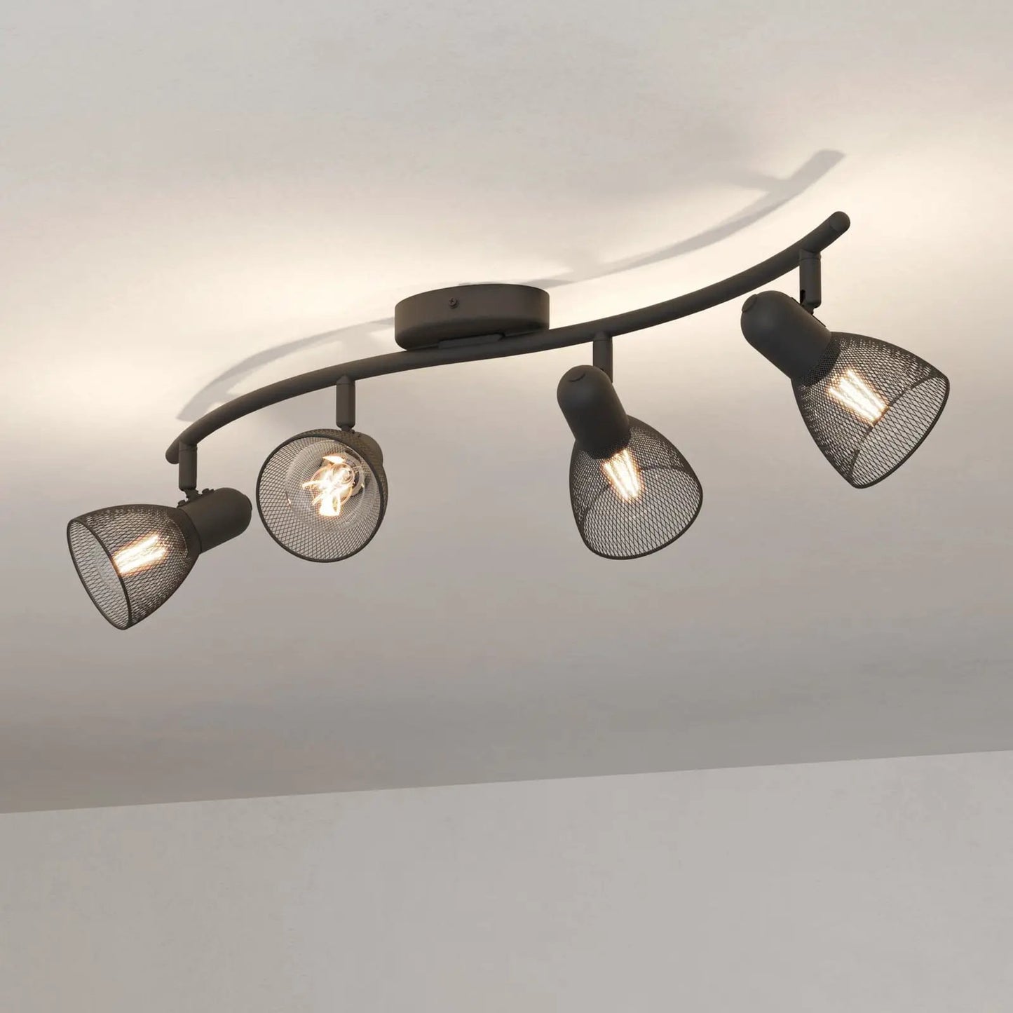 Corvigno downlight, length 64 cm, black, 4-bulb, steel