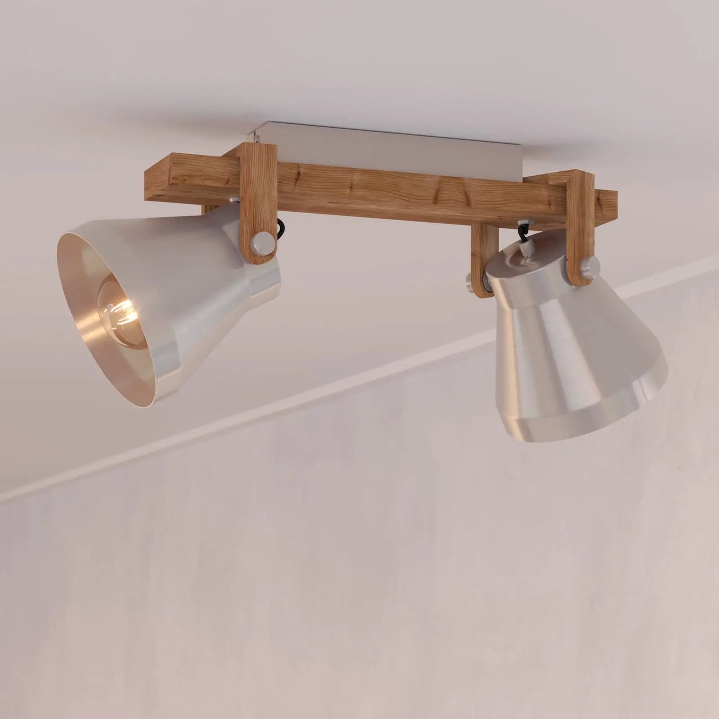 Cawton downlight, length 58.5 cm, steel/brown, 2-bulb.