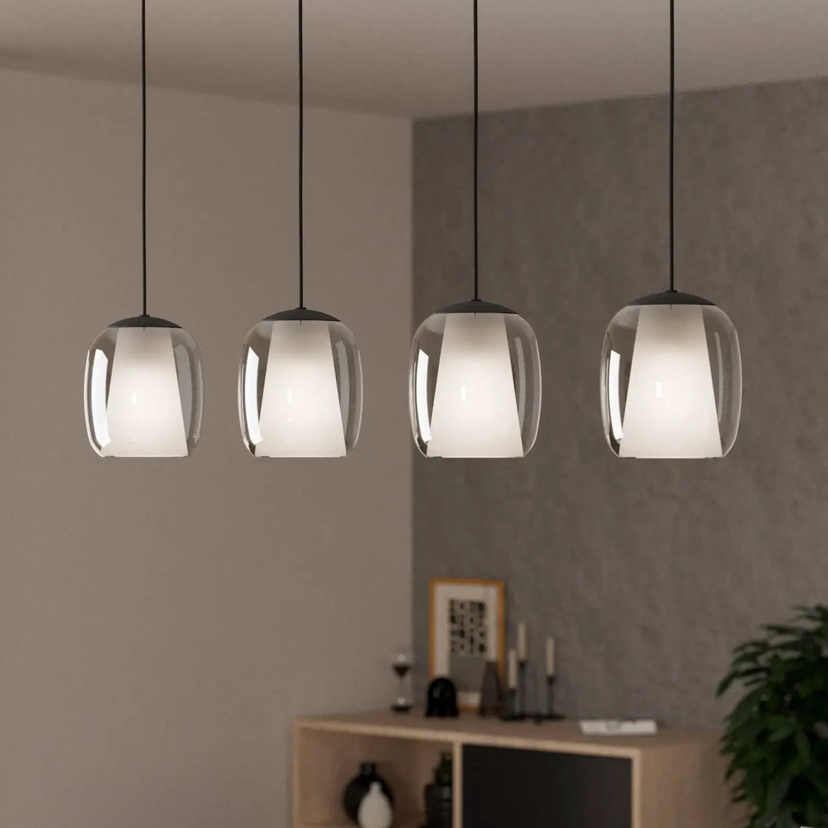 Ciampino pendant light, black, 4-bulb.