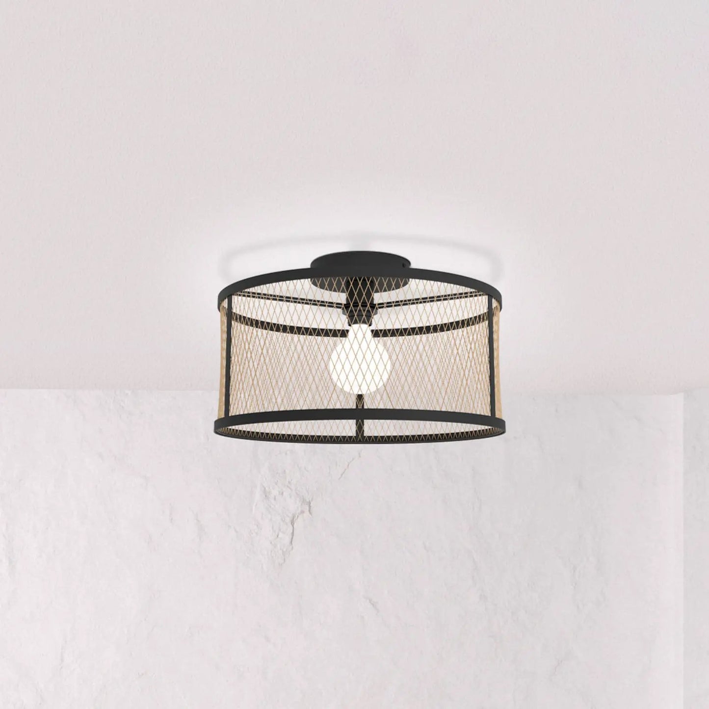 Dellow ceiling lamp, Ø 45 cm, black/brass-coloured, steel