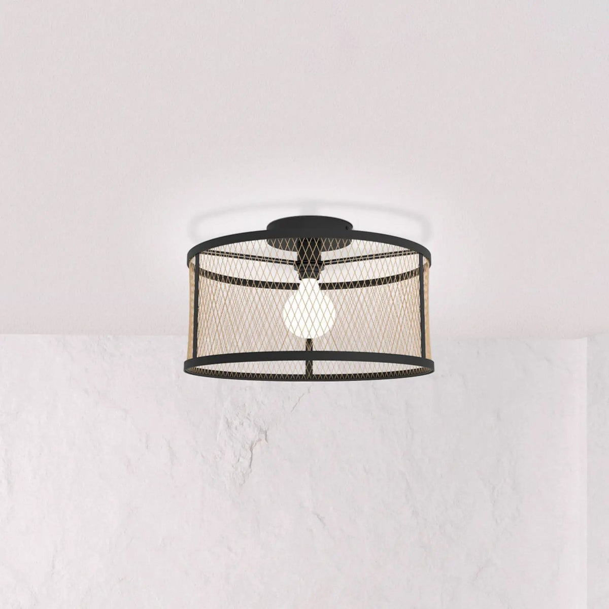 Dellow ceiling lamp, Ø 45 cm, black/brass-coloured, steel