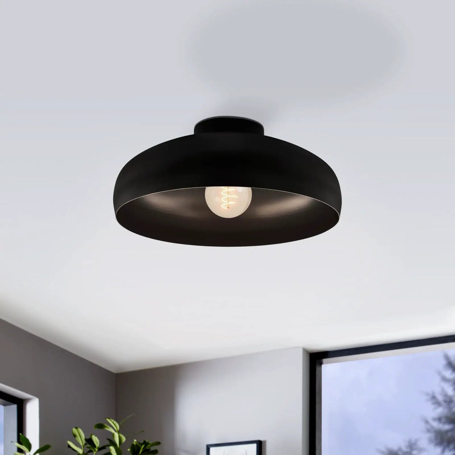 Mogano ceiling light, Ø 40 cm, black, steel