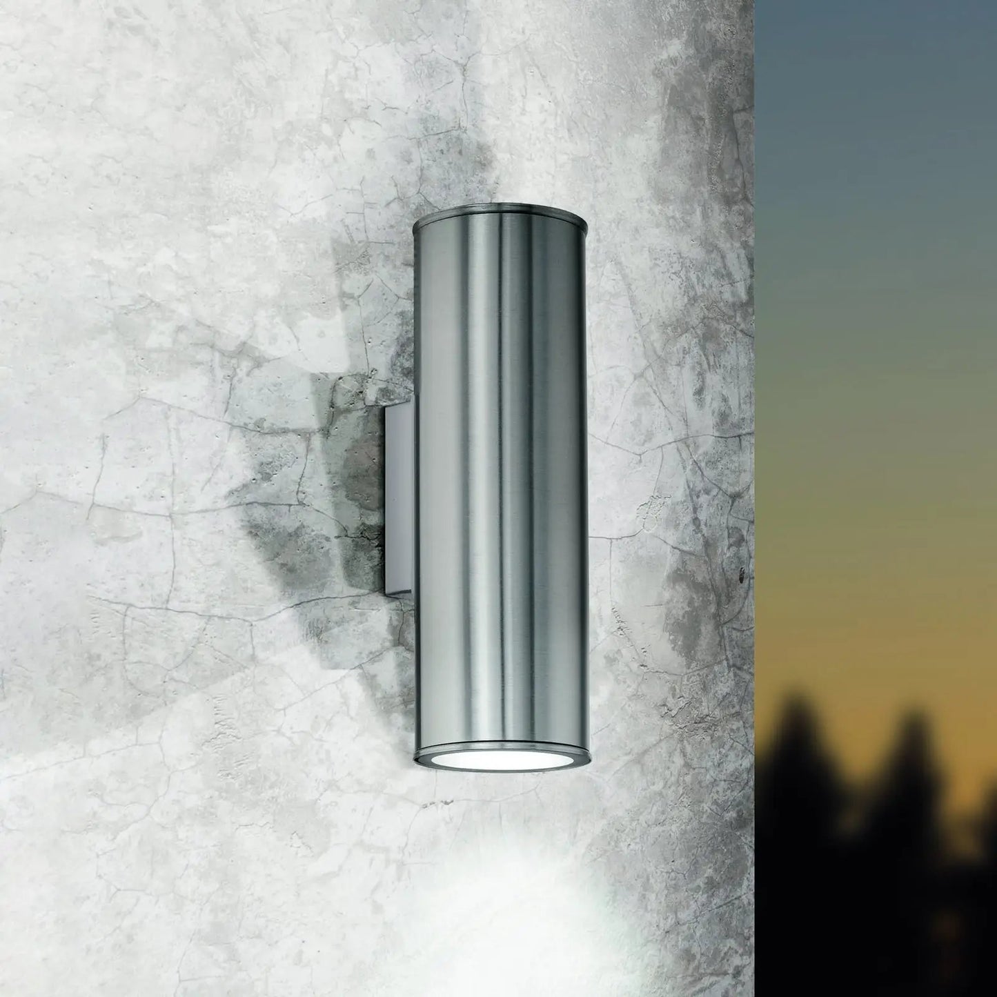 Riga wall lamp, stainless steel, height 20 cm, stainless steel, 2-bulb