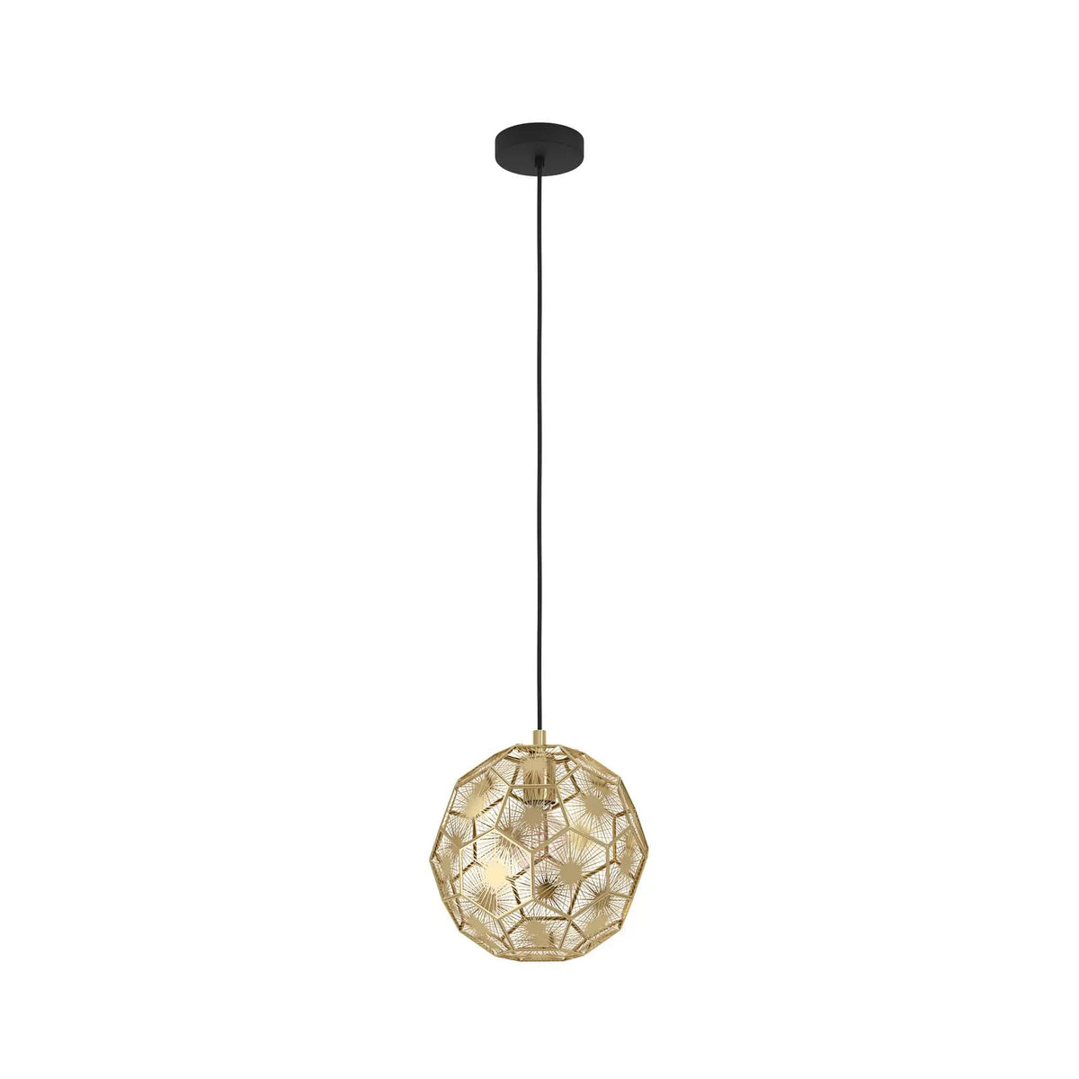 Skoura pendant light, brass-coloured, Ø 30 cm, steel, E27