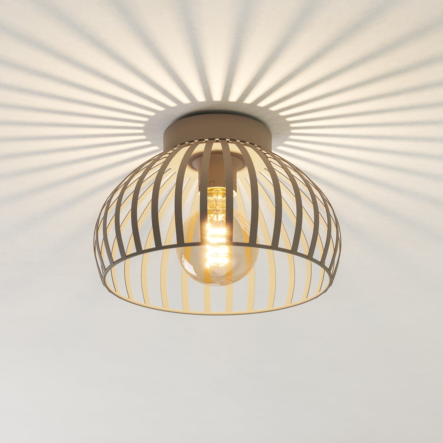 Mogano 3 ceiling light, beige, Ø 28 cm, metal, E27