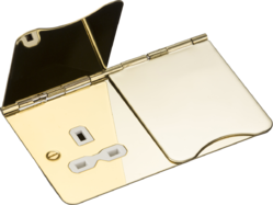 floor sockets 13A 2G Unswitched Floor Socket - Polished Brass with White Insert - floor sockets 13A 2G Unswitched Floor Socket - Polished Brass with White Insert