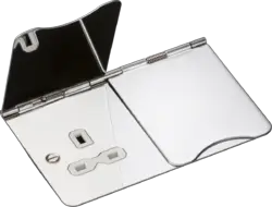FLOOR SOCKETS 13A 2G Unswitched Floor Socket - Polished Chrome with White Insert - FLOOR SOCKETS 13A 2G Unswitched Floor Socket - Polished Chrome with White Insert