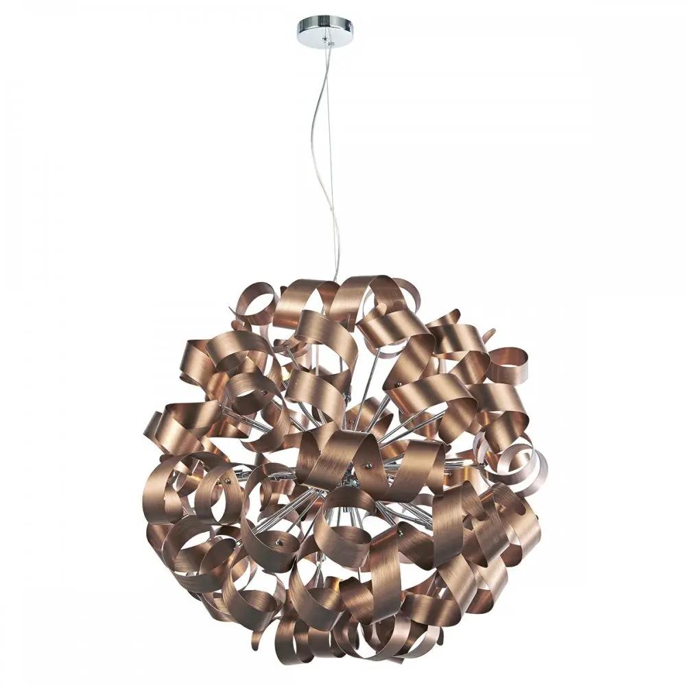 dar lighting Där Lighting Group, Dar RAW1264 Rawley 12 Light Ribbon Pendant Satin Copper - dar lighting Där Lighting Group, Dar RAW1264 Rawley 12 Light Ribbon Pendant Satin Copper