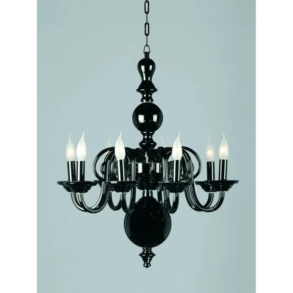 impex Impex Lighting CB05519/08/BLK Salas Glass Chandelier Black - impex Impex Lighting CB05519/08/BLK Salas Glass Chandelier Black