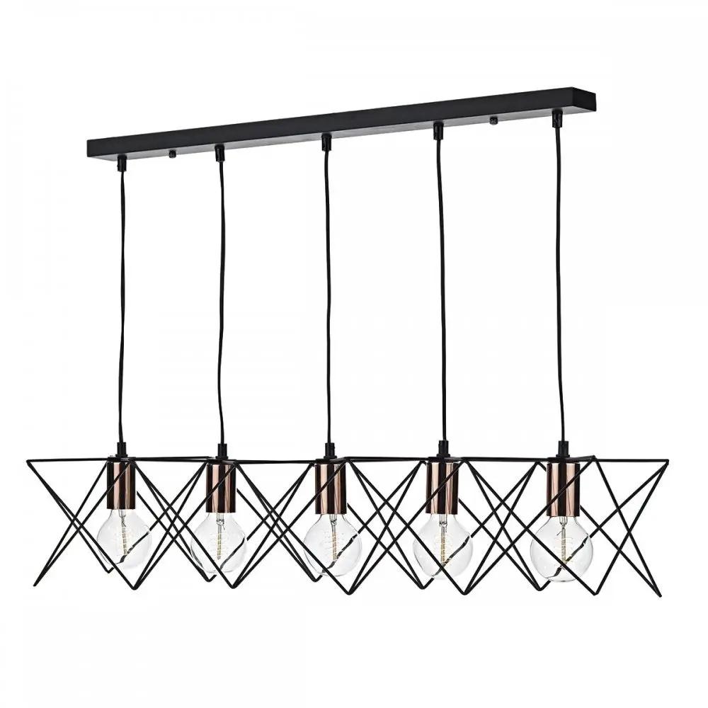 dar lighting Där Lighting Group, Dar MID0522 Midi 5 Light Bar Pendant Black - dar lighting Där Lighting Group, Dar MID0522 Midi 5 Light Bar Pendant Black