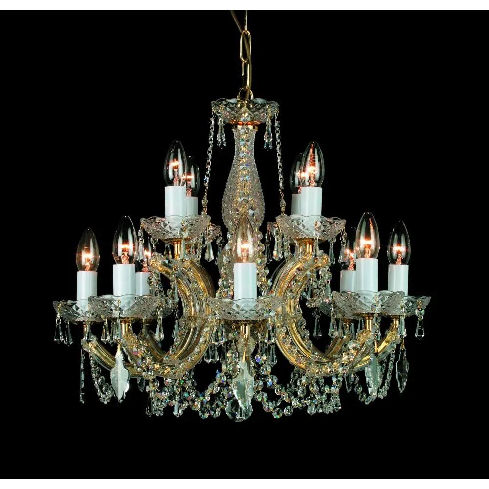 impex Impex Lighting CP00150/8+4/G Marie Theresa Glass Arm Gold Chandelier - impex Impex Lighting CP00150/8+4/G Marie Theresa Glass Arm Gold Chandelier