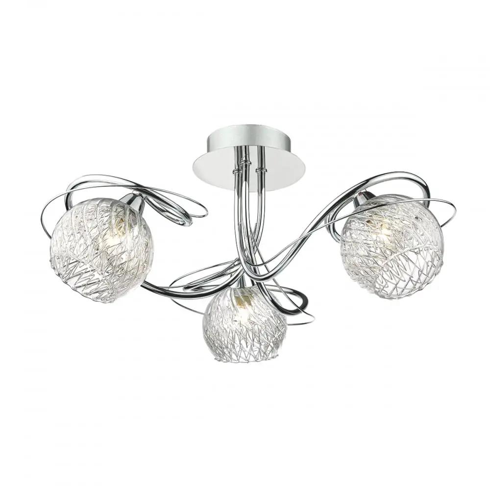 dar lighting Där Lighting Group, Dar REH0350 Rehan 3 Light Semi Flush Polished Chrome - dar lighting Där Lighting Group, Dar REH0350 Rehan 3 Light Semi Flush Polished Chrome