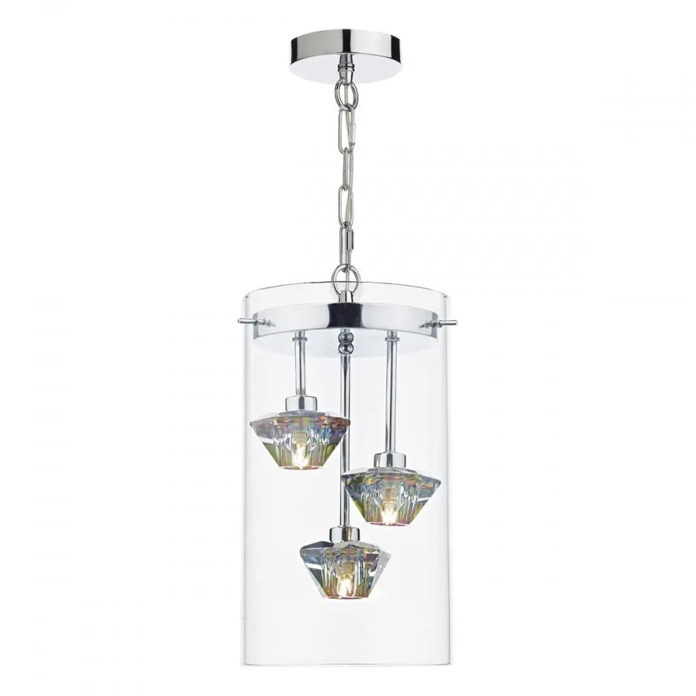 dar lighting Där Lighting Group Dar DEC5308 Decade 3 Light Pendant Polished Chrome Clear - dar lighting Där Lighting Group Dar DEC5308 Decade 3 Light Pendant Polished Chrome Clear
