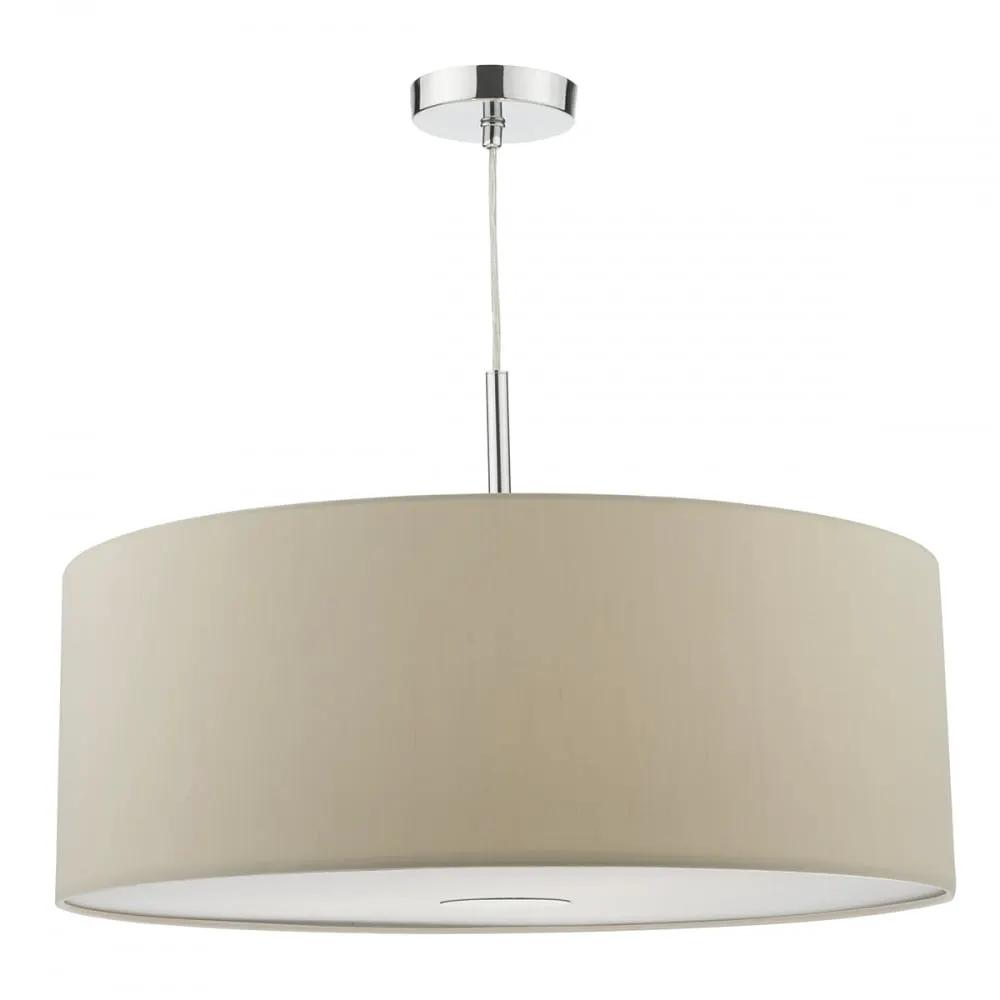 dar lighting Där Lighting Group Dar RON1729 Ronda 3 Light Pendant 60CM Drum Ecru Faux Silk - dar lighting Där Lighting Group Dar RON1729 Ronda 3 Light Pendant 60CM Drum Ecru Faux Silk