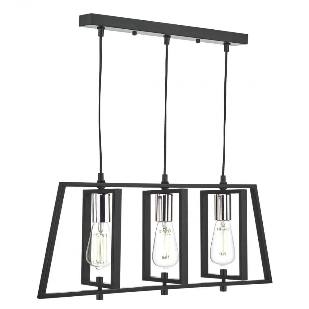 dar lighting Där Lighting Group, Dar DAX0350 Dax 3 Light Bar Pendant Black/ Chrome - dar lighting Där Lighting Group, Dar DAX0350 Dax 3 Light Bar Pendant Black/ Chrome
