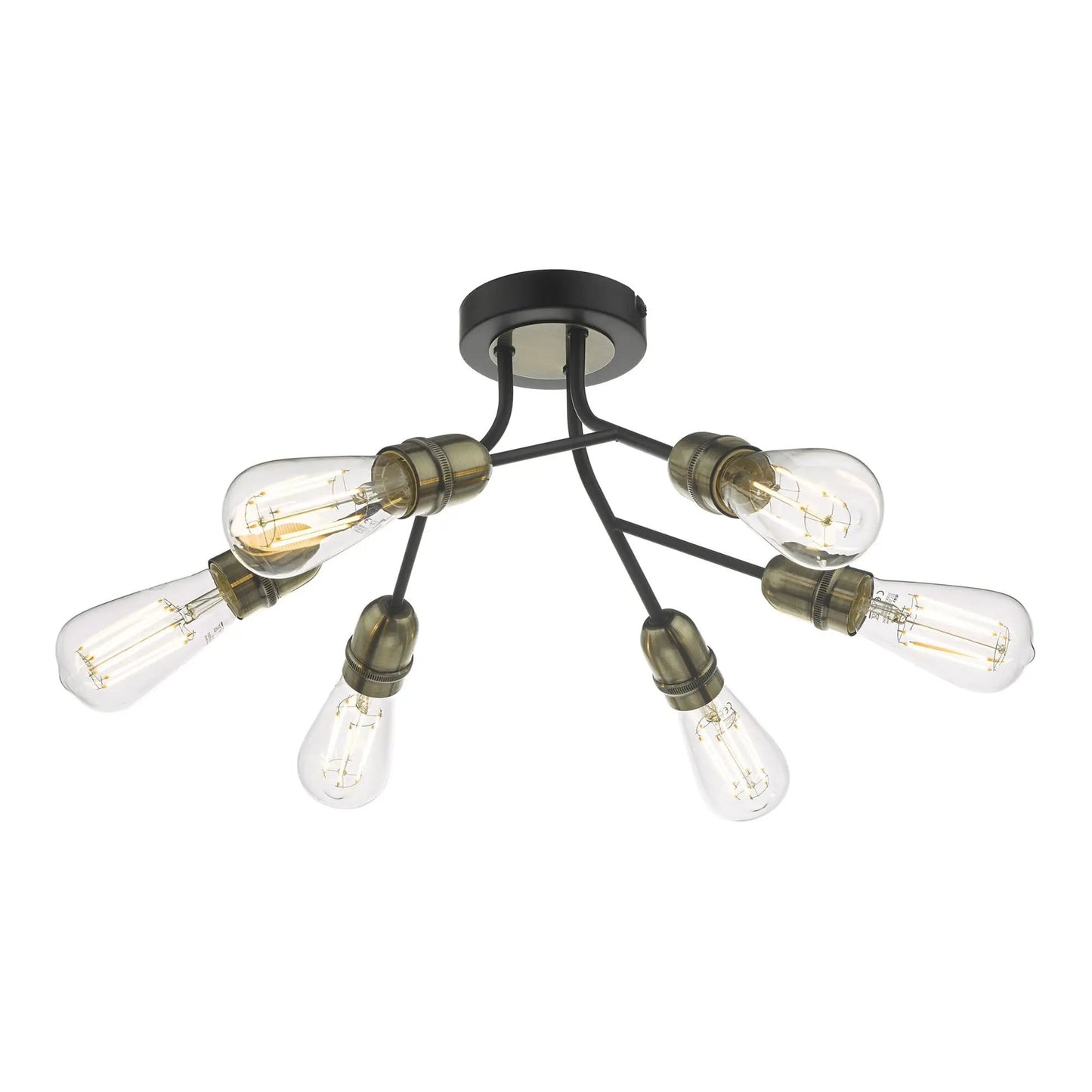 dar lighting Där Lighting Group, Dar REM0654 Remy 6 Light Semi Flush Black And Antique Brass - dar lighting Där Lighting Group, Dar REM0654 Remy 6 Light Semi Flush Black And Antique Brass