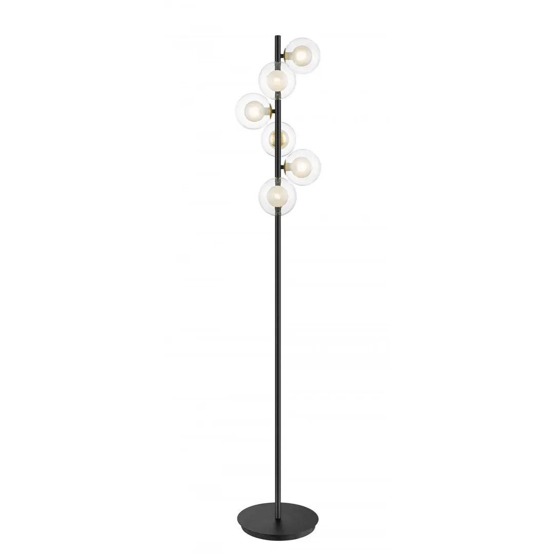 impex Impex PGH1806/FL/G/MBLK Remy 6 Light Floor Lamp Gold Black - impex Impex PGH1806/FL/G/MBLK Remy 6 Light Floor Lamp Gold Black