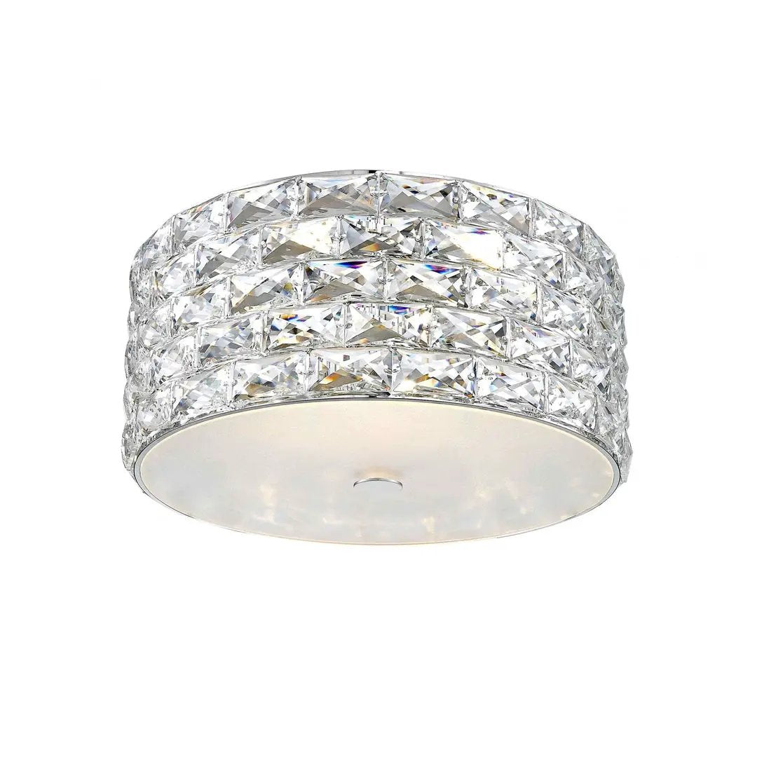 impex Impex LED2102/04/PL/CH Aruba 4 Light LED Flush Ceiling Light Chrome Crystal - impex Impex LED2102/04/PL/CH Aruba 4 Light LED Flush Ceiling Light Chrome Crystal