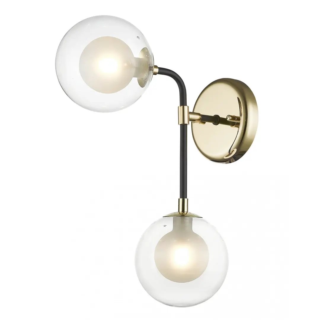 impex Impex PGH1806/02/WB/G/MBLK Remy 2 Light Wall Light Gold Black - impex Impex PGH1806/02/WB/G/MBLK Remy 2 Light Wall Light Gold Black