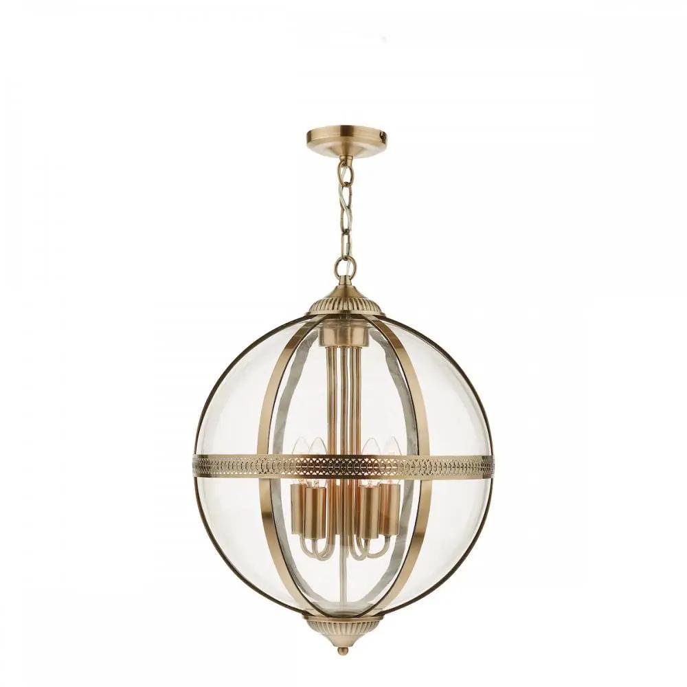 dar lighting Där Lighting Group, VAN0575 Vanessa 5 Light Lantern Antique Brass Glass - dar lighting Där Lighting Group, VAN0575 Vanessa 5 Light Lantern Antique Brass Glass