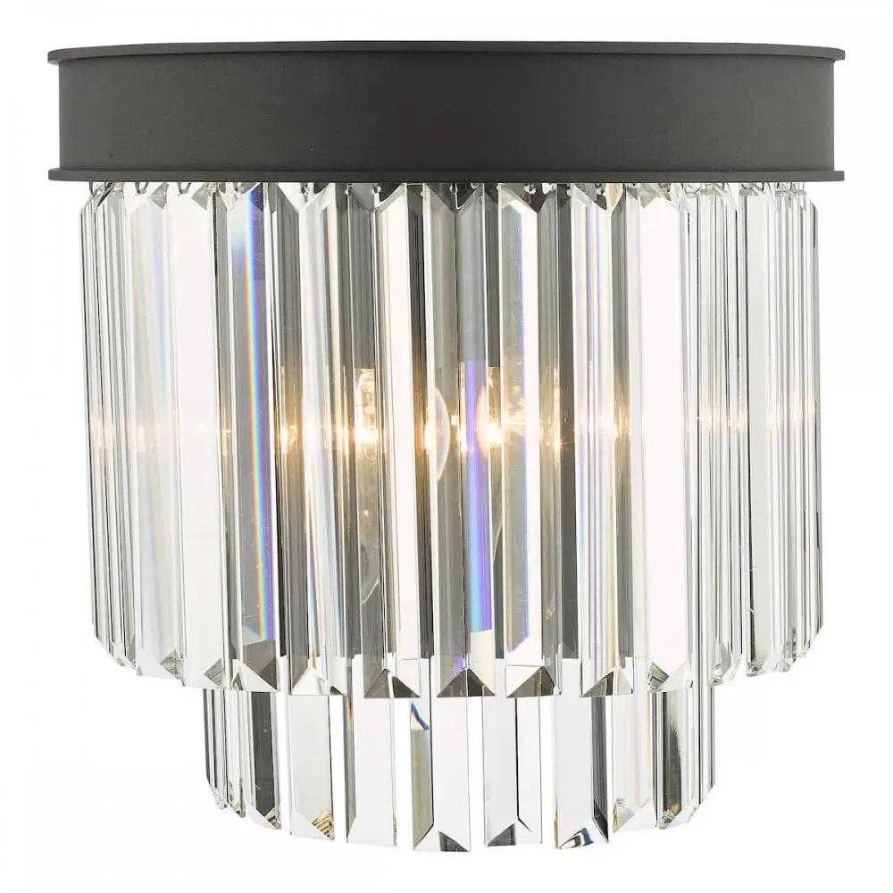 dar lighting Där Lighting Group, CEL0922 Celeus 2 Light Wall Light Anthracite & Crystal - dar lighting Där Lighting Group, CEL0922 Celeus 2 Light Wall Light Anthracite & Crystal