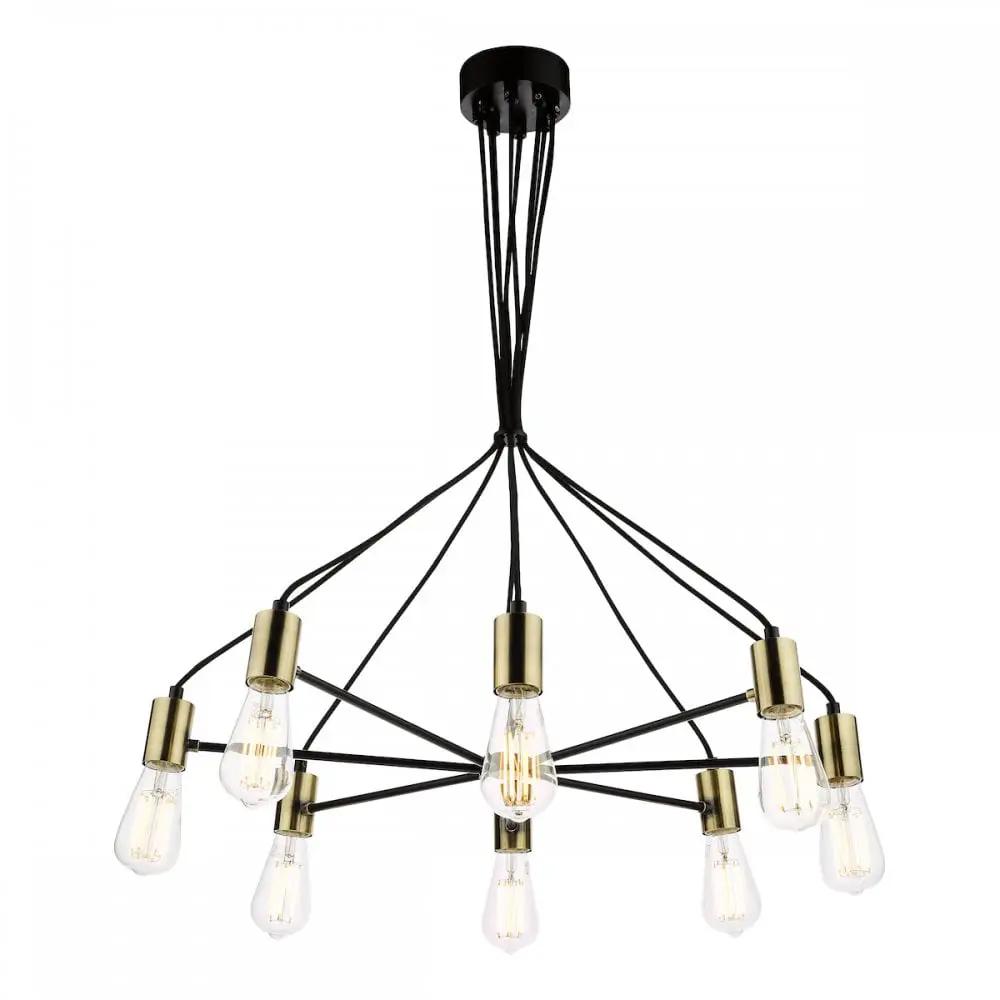 dar lighting Där Lighting Group, GAB0854 Gabriel 8 Light Pendant Satin Black Antique Gold - dar lighting Där Lighting Group, GAB0854 Gabriel 8 Light Pendant Satin Black Antique Gold