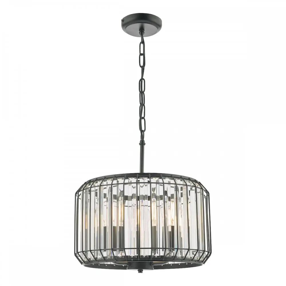dar lighting Där Lighting Group, NAE0322 Naeva 3 Light Pendant Satin Black Crystal - dar lighting Där Lighting Group, NAE0322 Naeva 3 Light Pendant Satin Black Crystal