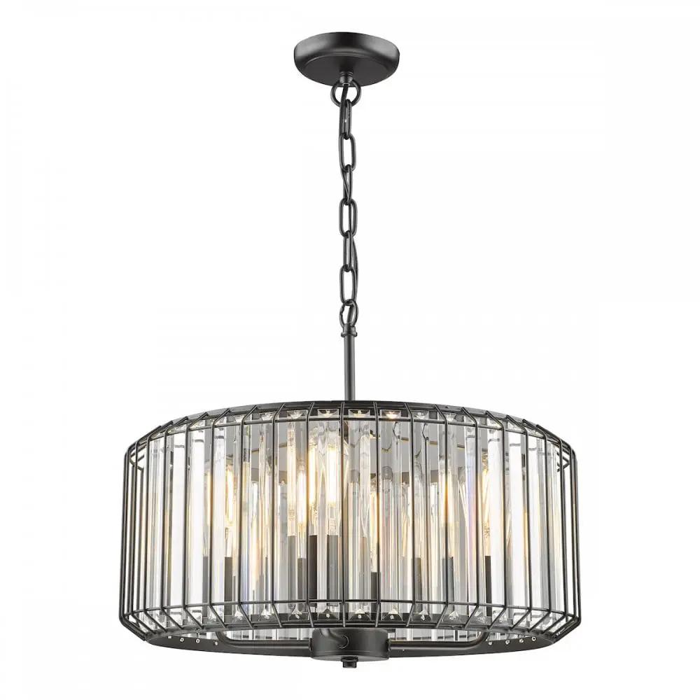 dar lighting Där Lighting Group NAE0422 Naeva 4 Light Pendant Satin Black Crystal - dar lighting Där Lighting Group NAE0422 Naeva 4 Light Pendant Satin Black Crystal