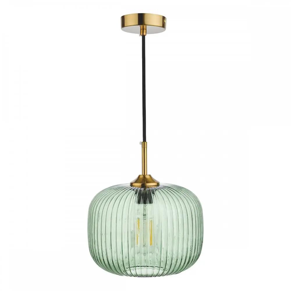 dar lighting Där Lighting Group, DEM0124 Demarius 1 Light Pendant Green Glass Bronze Detail - dar lighting Där Lighting Group, DEM0124 Demarius 1 Light Pendant Green Glass Bronze Detail