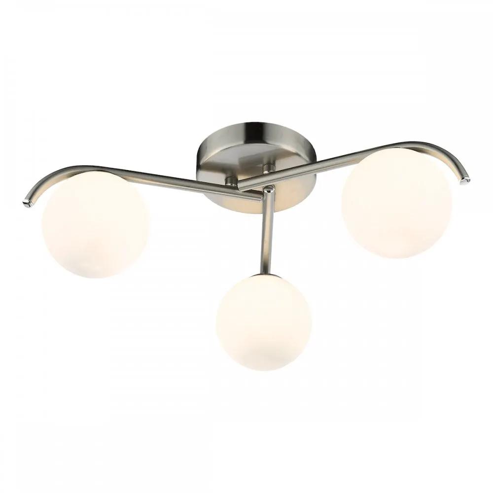 dar lighting Där Lighting Group ORL5346 Orlena 3 Light Flush Satin Chrome and Opal Glass - dar lighting Där Lighting Group ORL5346 Orlena 3 Light Flush Satin Chrome and Opal Glass