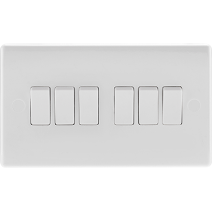 6 gang 2 way white light switch plate, modern electrical wiring accessory