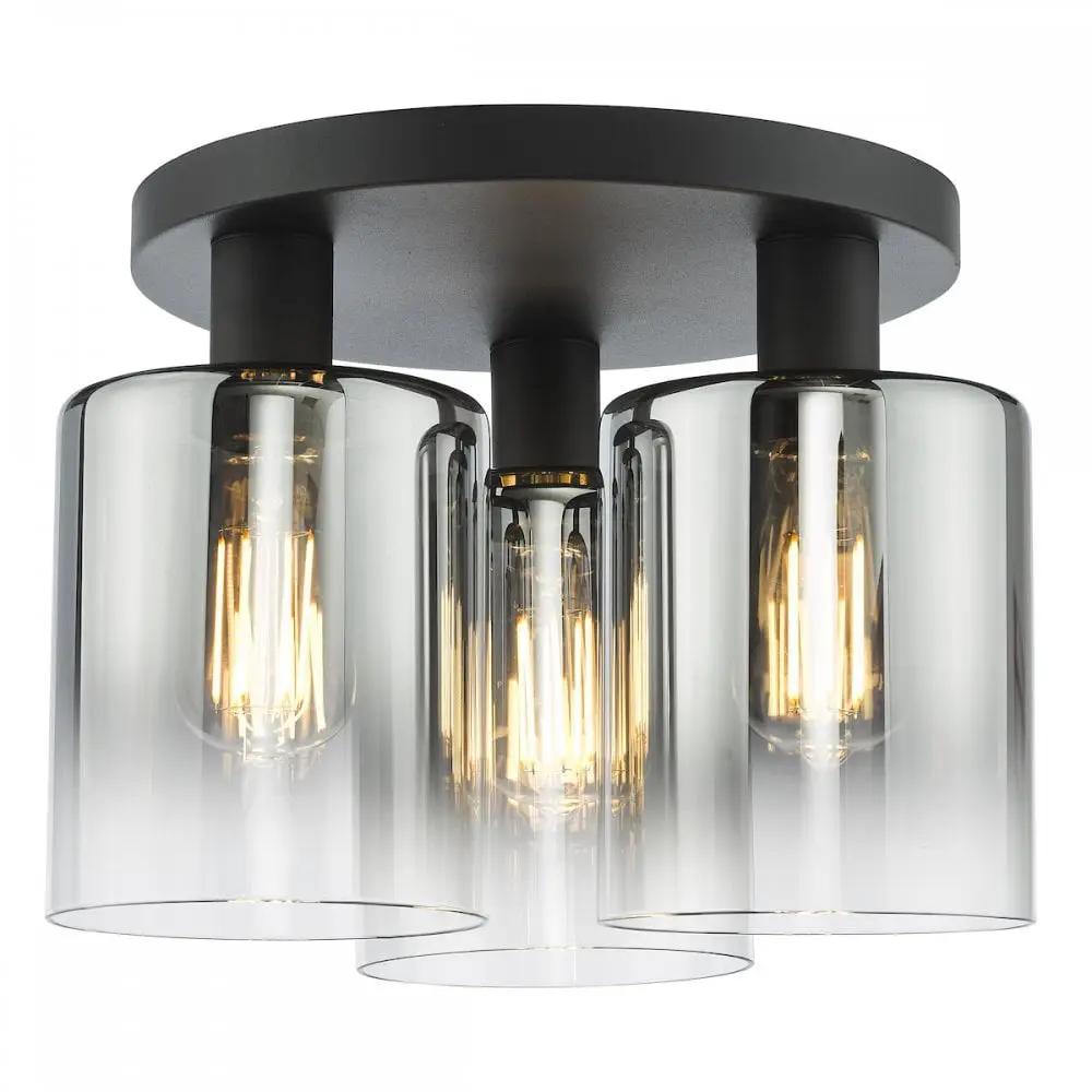 dar lighting Där Lighting Group SAV5322 Savannah 3 Light Flush Matt Black and Smoked Glass - dar lighting Där Lighting Group SAV5322 Savannah 3 Light Flush Matt Black and Smoked Glass